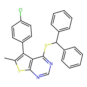 4-Benzhydrylsulfanyl-5-(4-chlorophenyl)-6-methylthieno[2,3-d]pyrimidine structure