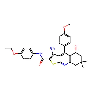 3-amino-N-(4-ethoxyphenyl)-4-(4-methoxyphenyl)-7,7-dimethyl-5-oxo-5H,6H,7H,8H-thieno[2,3-b]quinoline-2-carboxamide structure