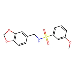 N-(1,3-benzodioxol-5-ylmethyl)-3-methoxybenzenesulfonamide structure