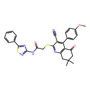 2-{[3-cyano-4-(4-methoxyphenyl)-7,7-dimethyl-5-oxo-5,6,7,8-tetrahydroquinolin-2-yl]sulfanyl}-N-(5-phenyl-1,2,4-thiadiazol-3-yl)acetamide structure