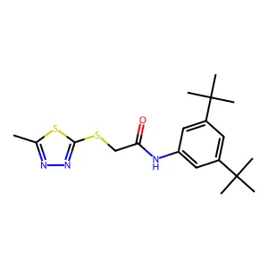 N-(3,5-ditert-butylphenyl)-2-[(5-methyl-1,3,4-thiadiazol-2-yl)sulfanyl]acetamide structure