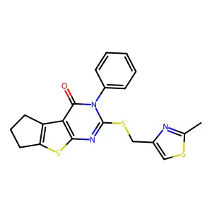 10-{[(2-methyl-1,3-thiazol-4-yl)methyl]sulfanyl}-11-phenyl-7-thia-9,11-diazatricyclo[6.4.0.0^{2,6}]dodeca-1(8),2(6),9-trien-12-one structure