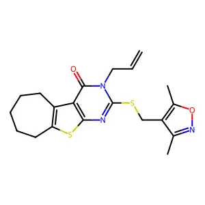 5-{[(3,5-dimethyl-1,2-oxazol-4-yl)methyl]sulfanyl}-4-(prop-2-en-1-yl)-8-thia-4,6-diazatricyclo[7.5.0.0^{2,7}]tetradeca-1(9),2(7),5-trien-3-one structure