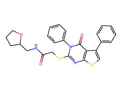 2-({4-oxo-3,5-diphenyl-3H,4H-thieno[2,3-d]pyrimidin-2-yl}sulfanyl)-N-[(oxolan-2-yl)methyl]acetamide structure