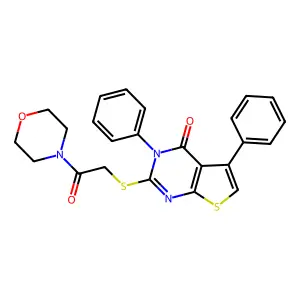 2-((2-morpholino-2-oxoethyl)thio)-3,5-diphenylthieno[2,3-d]pyrimidin-4(3H)-one structure