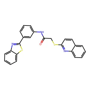 N-(3-(benzo[d]thiazol-2-yl)phenyl)-2-(quinolin-2-ylthio)acetamide structure