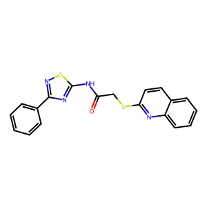 N-(3-phenyl-1,2,4-thiadiazol-5-yl)-2-quinolin-2-ylsulfanylacetamide structure