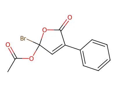 (2-Bromo-5-oxo-4-phenylfuran-2-yl) acetate structure