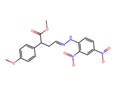 Methyl 4-[(2,4-dinitrophenyl)hydrazinylidene]-2-(4-methoxyphenyl)butanoate structure