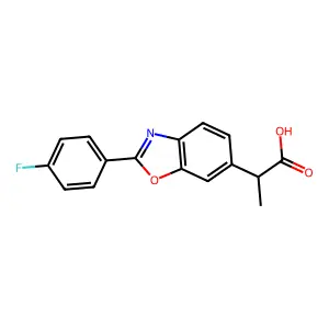 6-Benzoxazoleacetic acid, 2-(p-fluorophenyl)-alpha-methyl- structure