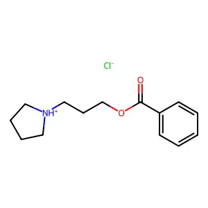 3-(Pyrrolidin-1-yl)propyl benzoate--hydrogen chloride (1/1) structure