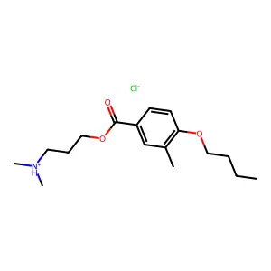 Benzoic acid, 4-butoxy-3-methyl-, 3-(dimethylamino)propyl ester, hydrochloride structure