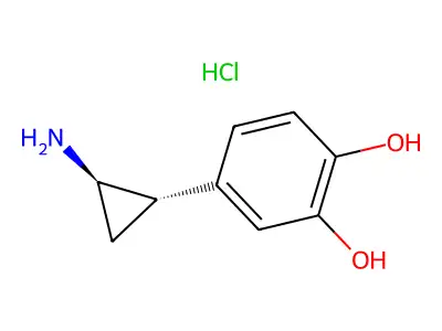 1,2-Benzenediol, 4-((1R,2S)-2-aminocyclopropyl)-, hydrochloride (1:1), rel- structure
