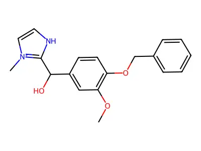 (3-methoxy-4-phenylmethoxyphenyl)-(3-methyl-1H-imidazol-3-ium-2-yl)methanol structure