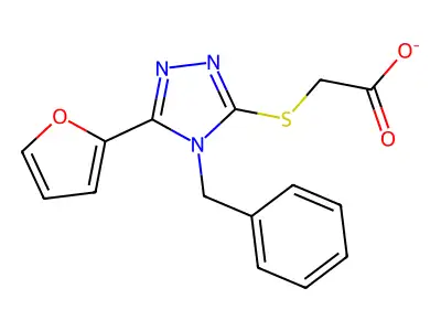 {[4-Benzyl-5-(furan-2-yl)-4H-1,2,4-triazol-3-yl]sulfanyl}acetate structure