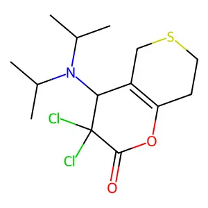 3,3-dichloro-4-[di(propan-2-yl)amino]-4,5,7,8-tetrahydrothiopyrano[4,3-b]pyran-2-one structure