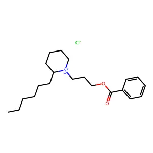 Benzoic acid, 3-(2-hexylpiperidino)propyl ester, hydrochloride structure