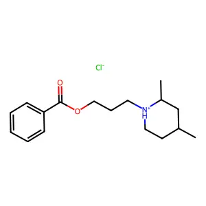3-(2,4-Dimethylpiperidin-1-yl)propyl benzoate--hydrogen chloride (1/1) structure