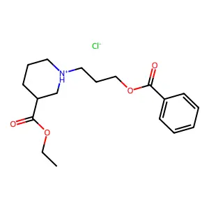 Benzoic acid, 3-(3-ethoxycarbonylpiperidino)propyl ester, hydrochloride structure