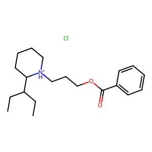 Benzoic acid, 3-(2-(1-ethylpropyl)piperidino)propyl ester, hydrochloride structure