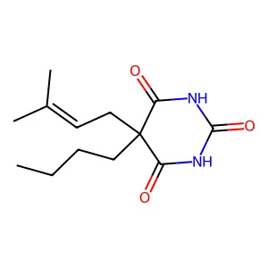 Barbituric acid, 5-butyl-5-(3-methyl-2-butenyl)- structure