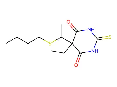 5-(1-Butylsulfanylethyl)-5-ethyl-2-sulfanylidene-1,3-diazinane-4,6-dione structure