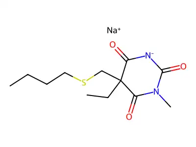 5-((Butylthio)methyl)-5-ethylbarbituric acid structure