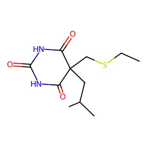 5-[(Ethylmercapto)methyl]-5-isobutylbarbituric acid structure