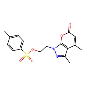 2-(3,4-Dimethyl-6-oxopyrano[2,3-c]pyrazol-1-yl)ethyl 4-methylbenzenesulfonate structure