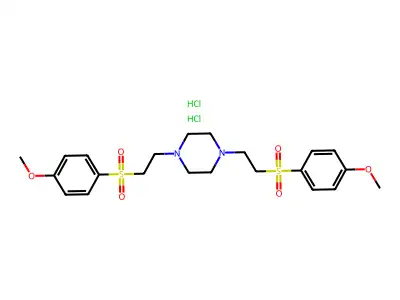 Piperazine, 1,4-bis(2-(4-methoxyphenylsulfonyl)ethyl)-, dihydrochloride structure