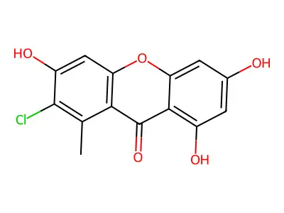 2-Chloro-3,6,8-trihydroxy-1-methyl-9H-xanthen-9-one structure