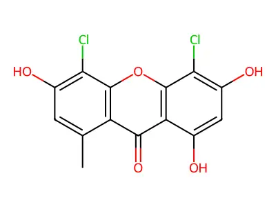 4,5-Dichloro-1,3,6-trihydroxy-8-methyl-9H-xanthen-9-one structure
