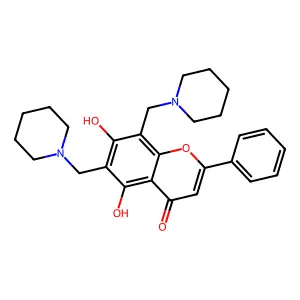 5,7-dihydroxy-2-phenyl-6,8-bis(piperidin-1-ylmethyl)-4H-chromen-4-one structure