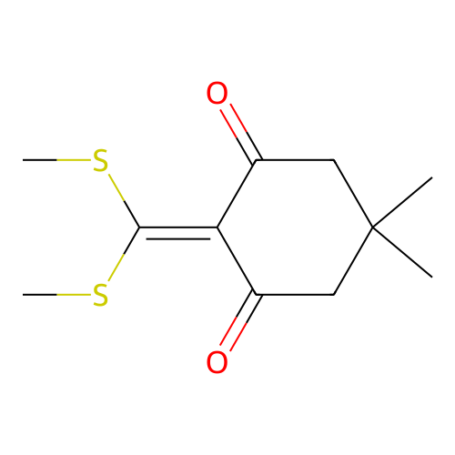 2-[Bis(methylsulfanyl)methylidene]-5,5-dimethylcyclohexane-1,3-dione structure