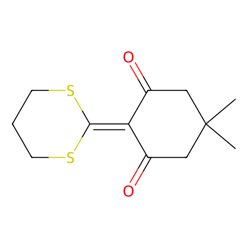 2-(1,3-Dithian-2-ylidene)-5,5-dimethyl-1,3-cyclohexanedione structure