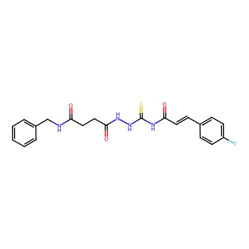 N-({2-[4-(benzylamino)-4-oxobutanoyl]hydrazino}carbonothioyl)-3-(4-fluorophenyl)acrylamide structure
