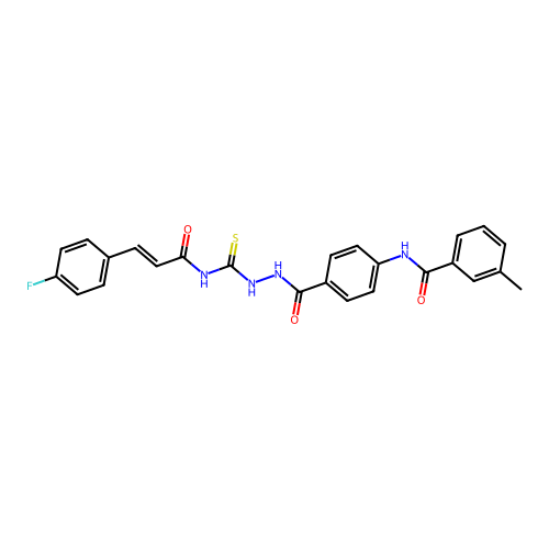 N-(4-{[2-({[3-(4-fluorophenyl)acryloyl]amino}carbonothioyl)hydrazino]carbonyl}phenyl)-3-methylbenzamide structure