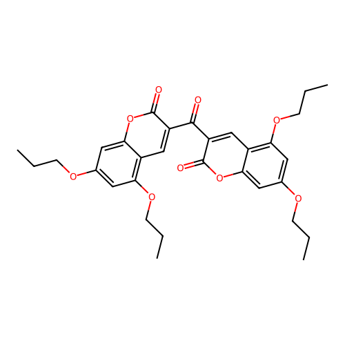 3,3'-Carbonylbis(5,7-dipropoxy-2-benzopyrone) structure