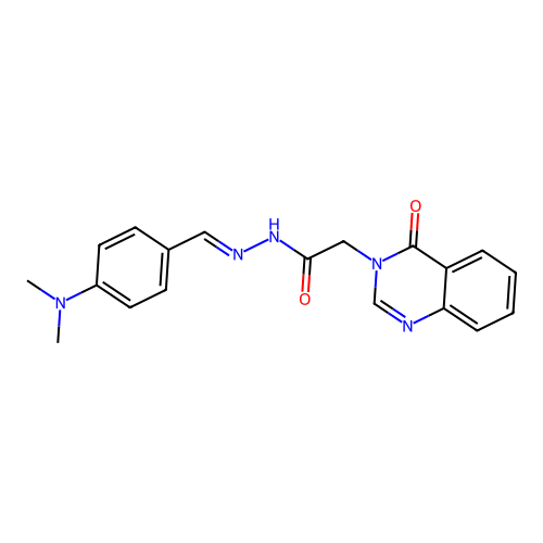 (E)-N'-(4-(dimethylamino)benzylidene)-2-(4-oxoquinazolin-3(4H)-yl)acetohydrazide structure