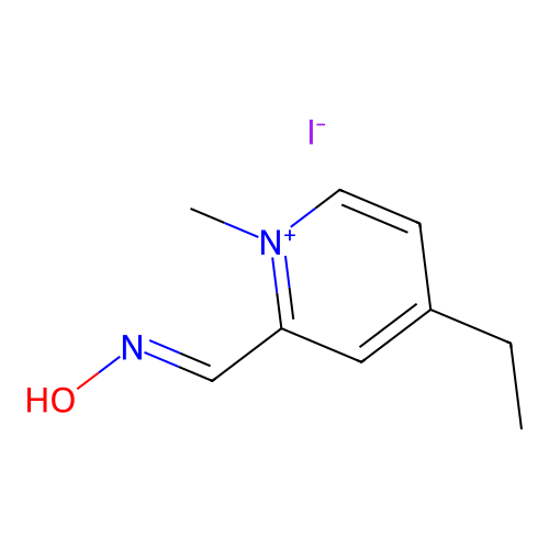 N-[(4-ethyl-1-methylpyridin-1-ium-2-yl)methylidene]hydroxylamine iodide structure