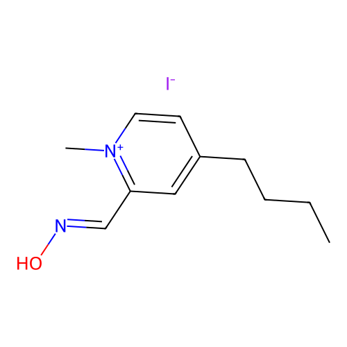 N-[(4-butyl-1-methylpyridin-1-ium-2-yl)methylidene]hydroxylamine iodide structure