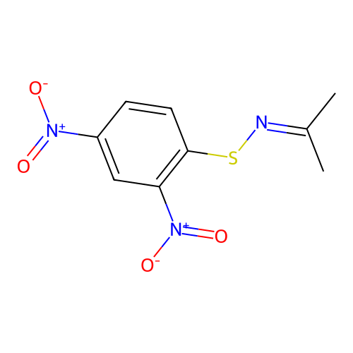 S-(2,4-dinitrophenyl)-N-(propan-2-ylidene)thiohydroxylamine structure