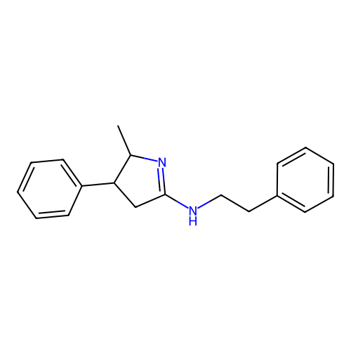 2-methyl-3-phenyl-N-(2-phenylethyl)-3,4-dihydro-2H-pyrrol-5-amine structure