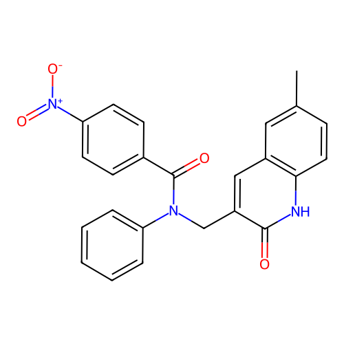 N-[(6-methyl-2-oxo-1H-quinolin-3-yl)methyl]-4-nitro-N-phenylbenzamide structure