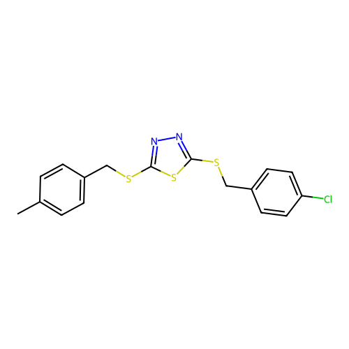 2-[(4-Chlorobenzyl)sulfanyl]-5-[(4-methylbenzyl)sulfanyl]-1,3,4-thiadiazole structure