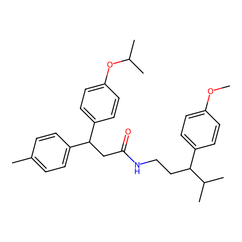 3-(4-isopropoxyphenyl)-N-(3-(4-methoxyphenyl)-4-methylpentyl)-3-(p-tolyl)propanamide structure