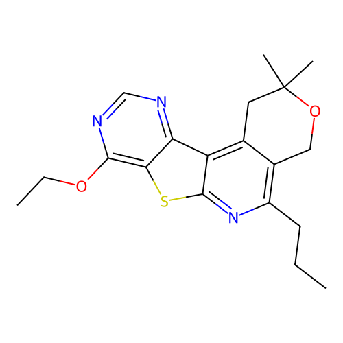 8-ethoxy-2,2-dimethyl-5-propyl-1,4-dihydro-2H-pyrano[4'',3'':4',5']pyrido[3',2':4,5]thieno[3,2-d]pyrimidine structure