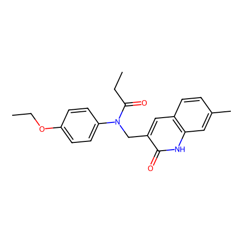 N-(4-ethoxyphenyl)-N-[(7-methyl-2-oxo-1H-quinolin-3-yl)methyl]propanamide structure