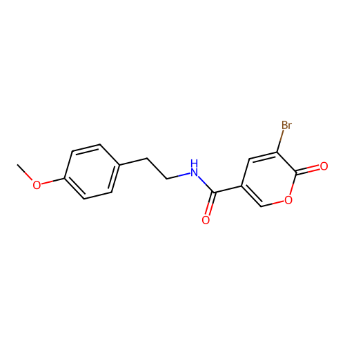 3-bromo-N-(4-methoxyphenethyl)-2-oxo-2H-pyran-5-carboxamide structure