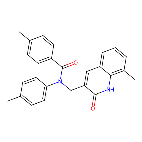 4-methyl-N-[(8-methyl-2-oxo-1H-quinolin-3-yl)methyl]-N-(4-methylphenyl)benzamide structure